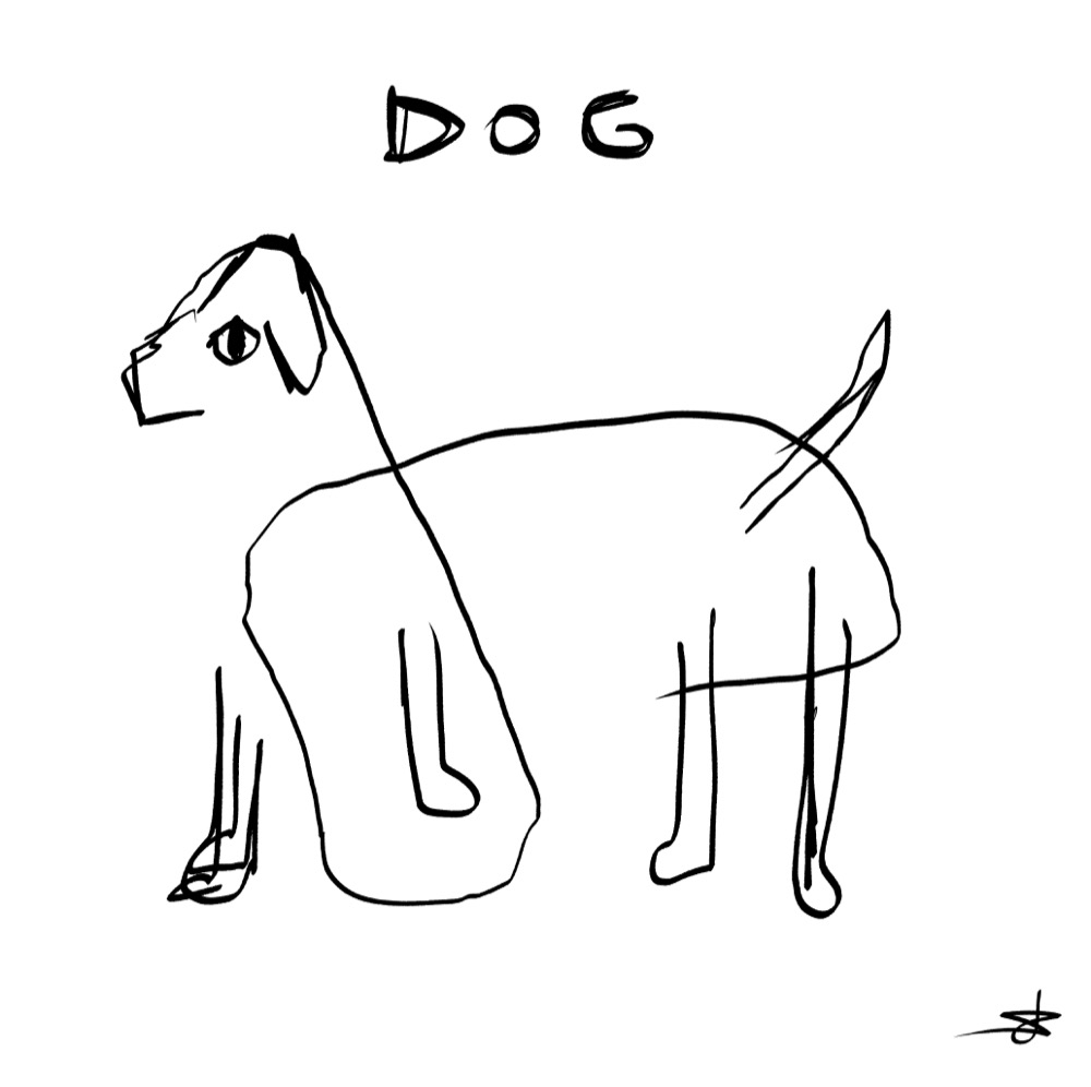 Original hand-drawn dog by Jack Carden
